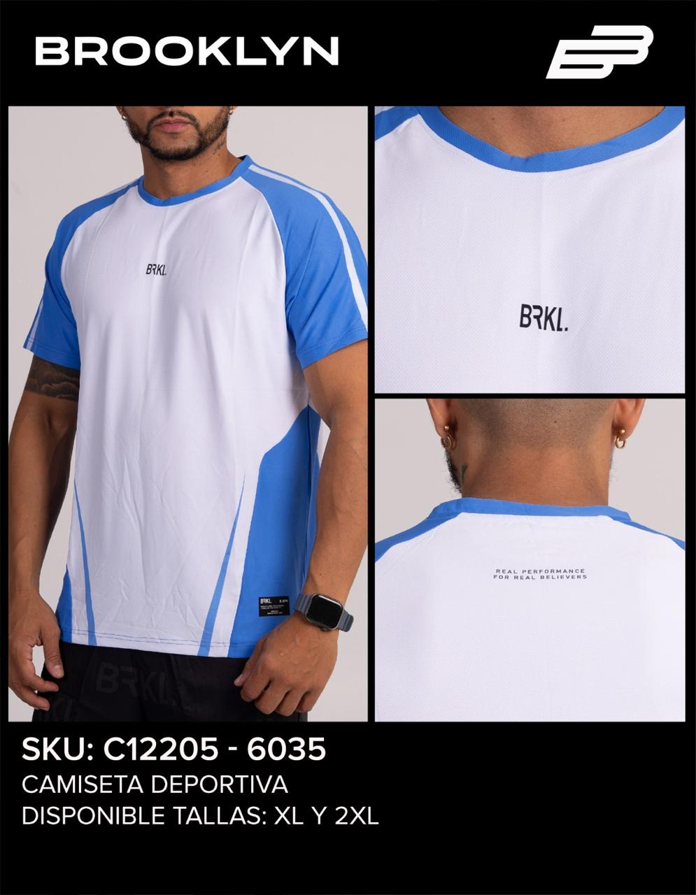 CAMISA DEPORTIVA BLANCA CON CELESTE