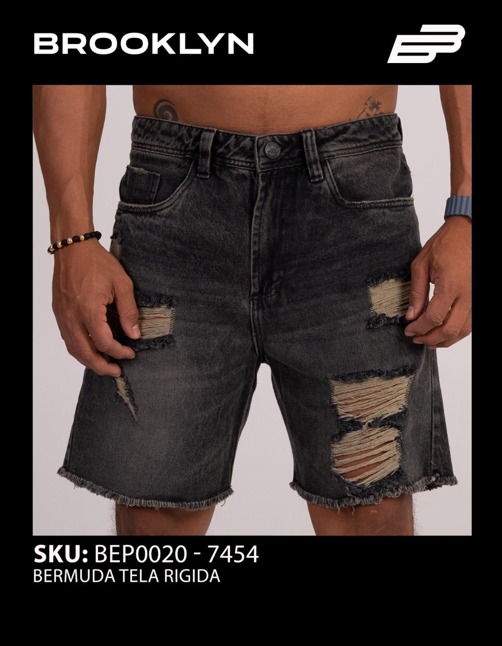 SHORT MEZCLILLA NEGRO ROTO