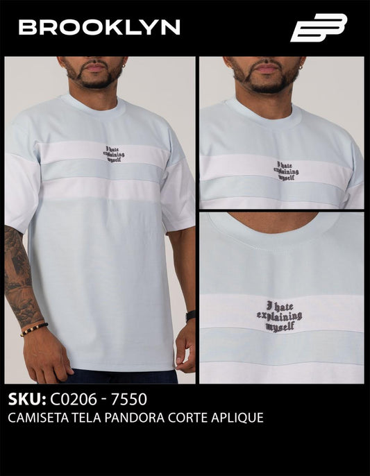 CAMISA CELESTE CON BLANCO.