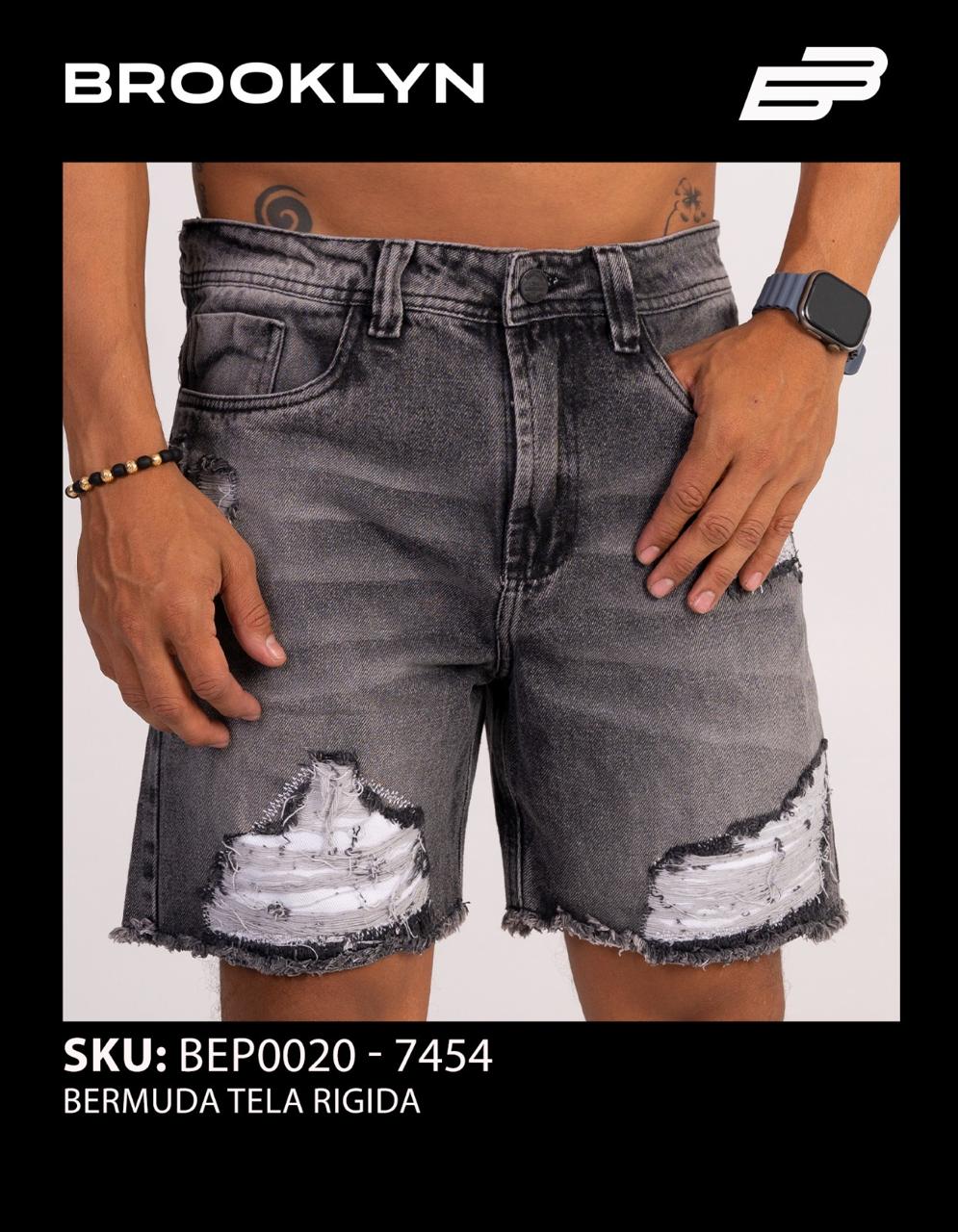 SHORT MEZCLILLA GRIS CON NEGRO