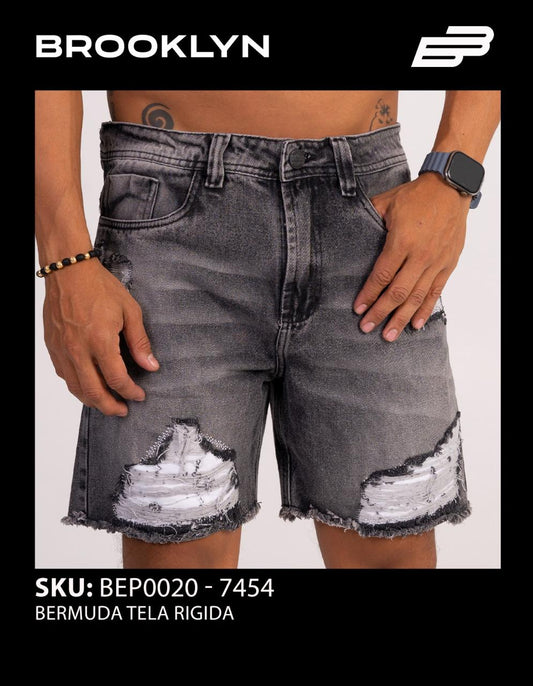 SHORT MEZCLILLA GRIS CON NEGRO