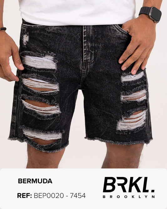 SHORT MEZCLILLA ROTO NEGRO