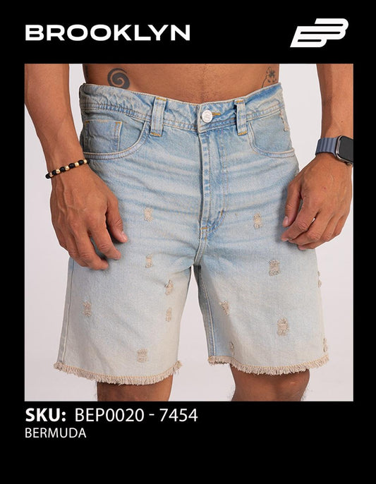 SHORT MEZCLILLA CELESTE CLARO